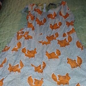 Charming Fox Print Kids Dress - Orange and Gray